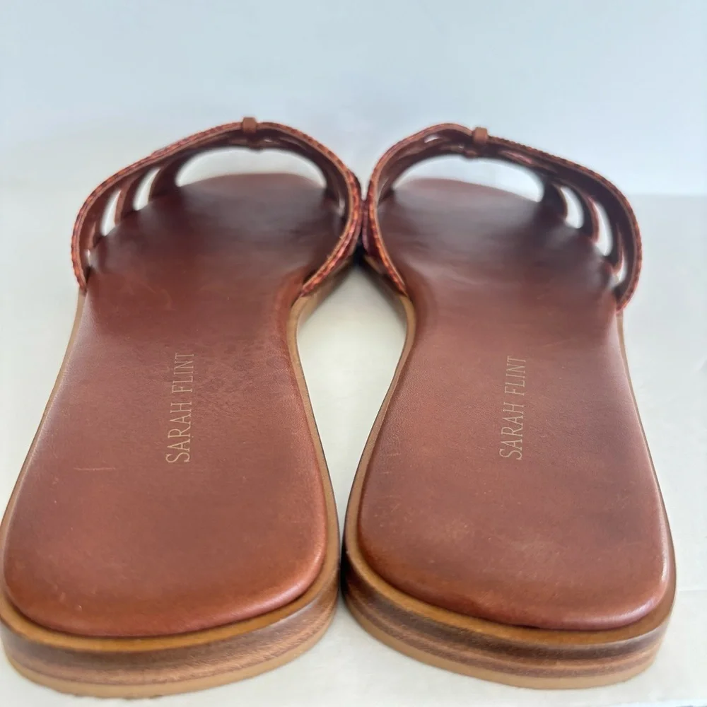 Sarah Flint Kim Slip On Brown Toffee Embossed Calf Leather Sandals 9.5 - Picture 6 of 9